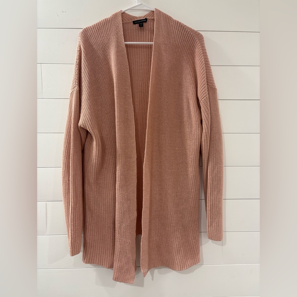 Eileen Fisher Linen Cotton Cardigan Pink Open Front Lightweight Size‎ L